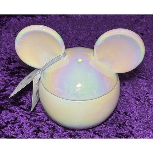 Hallmark Disney Celebration Cake Candle Iridescent Mickey Mouse Icon Ceramic Jar